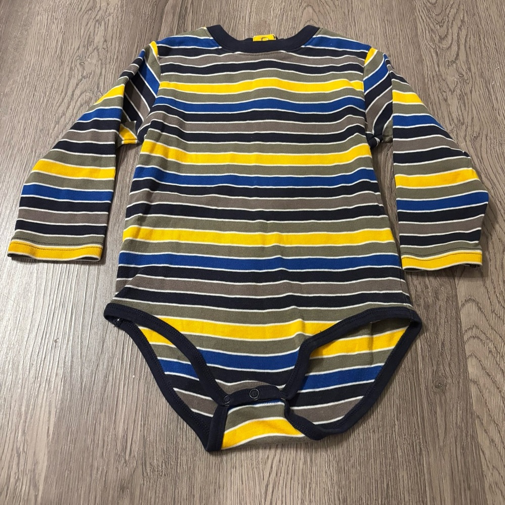 Vtg Gymboree Striped Long Sleeve One-Piece‎ Snap Y2K Toddler 3T Blue/Yellow